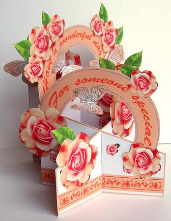 Peach Roses and Butterflies Cascade Deluxe