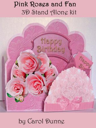 Pink Roses and Fan 3D Stand Alone