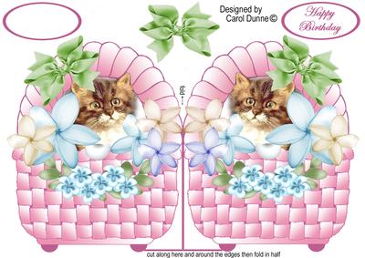 Kitten in a Pink Basket