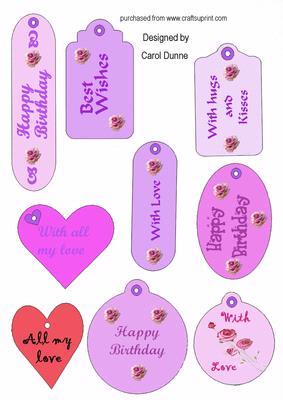 Birthday Rose Tags