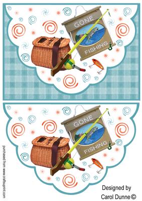 Gone Fishing Faux Envelope Card Front