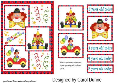 Three Squares - Clown Age Card