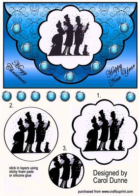 Christmas Carol Singers Scallop Edge (blue)