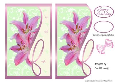 Pink Lilies & Butterflies Quick Card