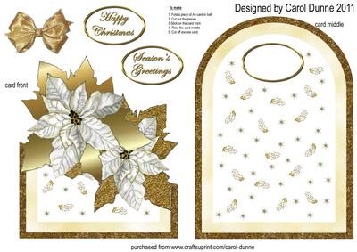 Gold Poinsettias Cutaway Card