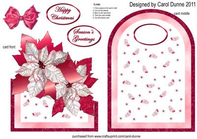 Poinsettias Cutaway Card - Red