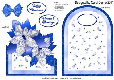 Poinsettias Cutaway Card - Blue
