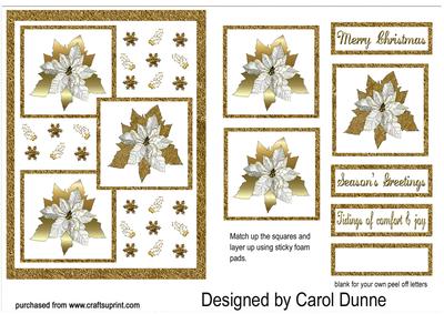 Three Squares Gold Poinsettias