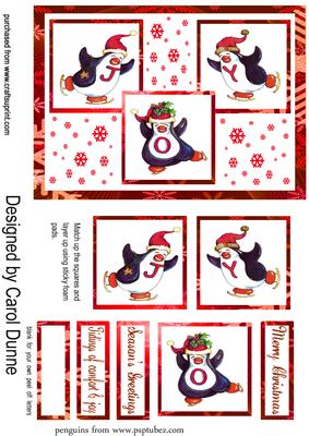Three Squares Joyful Penguins