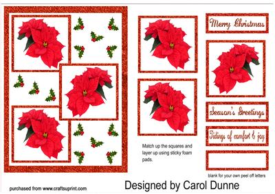 Three Squares Red Poinsettias