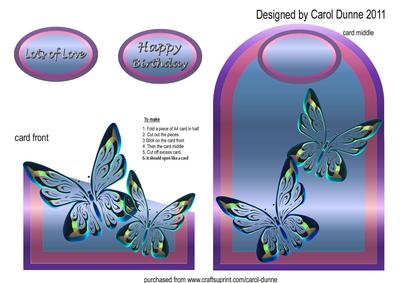 Cutaway Card - Metallic Butterflies