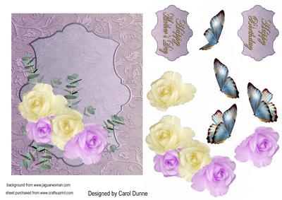 Pink & White Roses with Metallic Butterflies