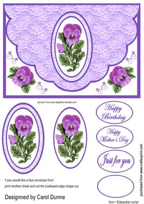 Scalloped Edge Envelope Front - Pansy