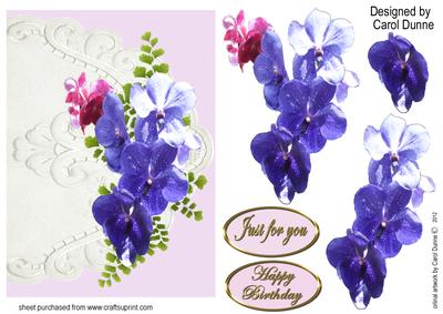 Purple Orchids on Cream Lace