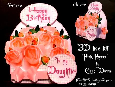 3D Box 'pink Roses'