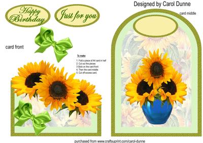 Sunflowers Cutaway with Green Ribbon