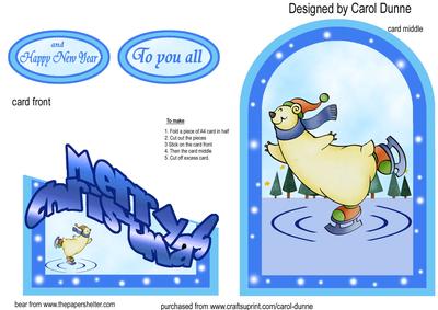 Polar Bears Skating, Cutaway Card
