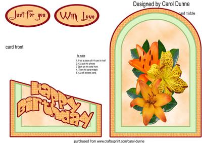 Orange Lilies Cutaway Card