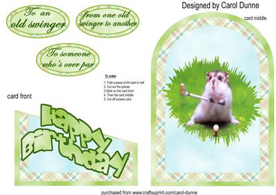 Hamster Golfer Cutaway Card