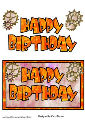 Happy Birthday Steam Punk -orange