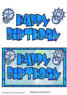 Happy Birthday Steam Punk -blue