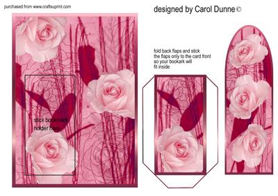 Pink Roses Bookmark Card
