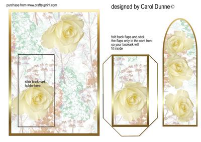 Cream and Green Floral Bookmark Card