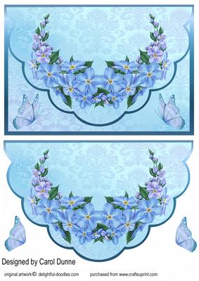 Blue Faux Envelope with Flowers