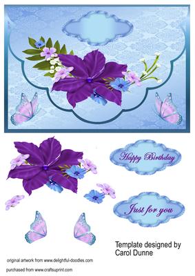 Faux Envelope Card Clematis Spray