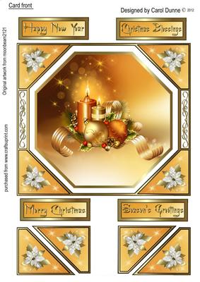 Gold Baubles and Candles Card Front