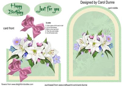 Cutaway Lilies on Pale Green (birthday)