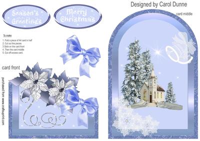 Cutaway- Blue Poinsettias and Church