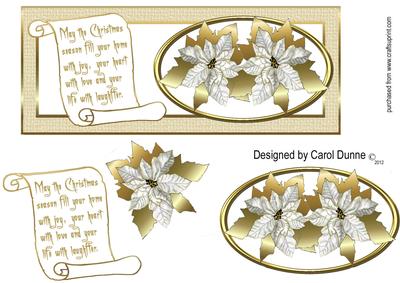 Gold Poinsettias Dl with Scroll