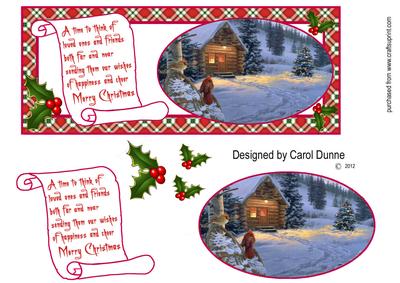 Dl Christmas Scene- Birds and Scroll