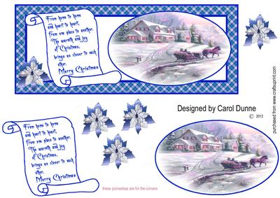 Dl Christmas Scene with Sleigh-blue