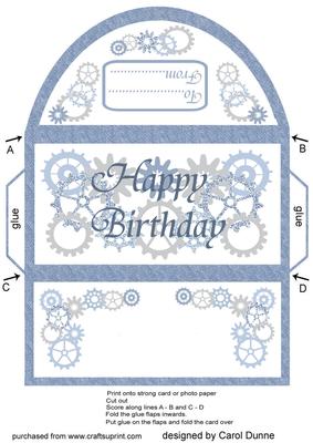 Money Wallet - Blue Cogs Happy Birthday