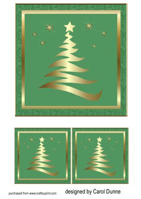 Gold Tree on Green 6x6 Inches