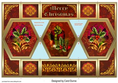 Christmas Hexagon Shutter Card-red & Gold