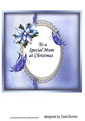 Christmas Insert -mum (blue Butterflies, Poinsettias)