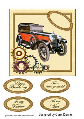 Square 6x6 Vintage Car with Cogs