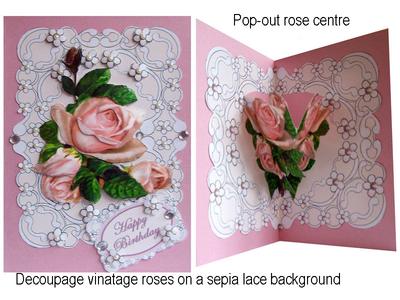 Lace with Pink Pop-out Roses