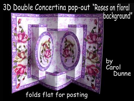 3D Double Concertina Pop-out "roses on Floral Background"