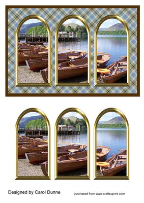 Three Arches Card - Lake District -blue Check
