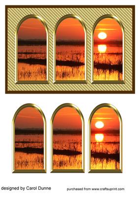 Three Arches Card - Sunset on the Marshes