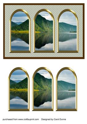 Three Arches Card - Mountain Reflections -grey
