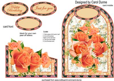 Peach Roses - Cutaway Card