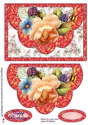 English Roses -faux Envelope Card