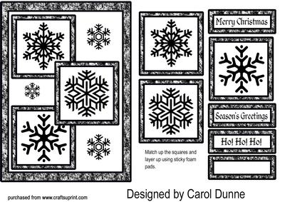 Three Squares - Snowflakes(b&w)