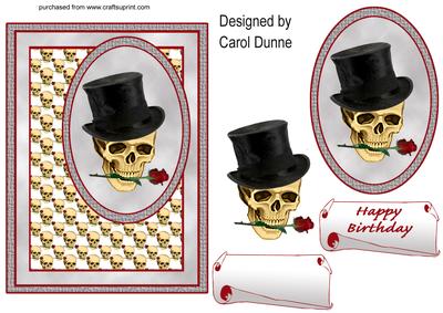 Skull with Rose Quick Card