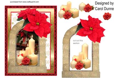 Poinsettia and Candles Decoupage